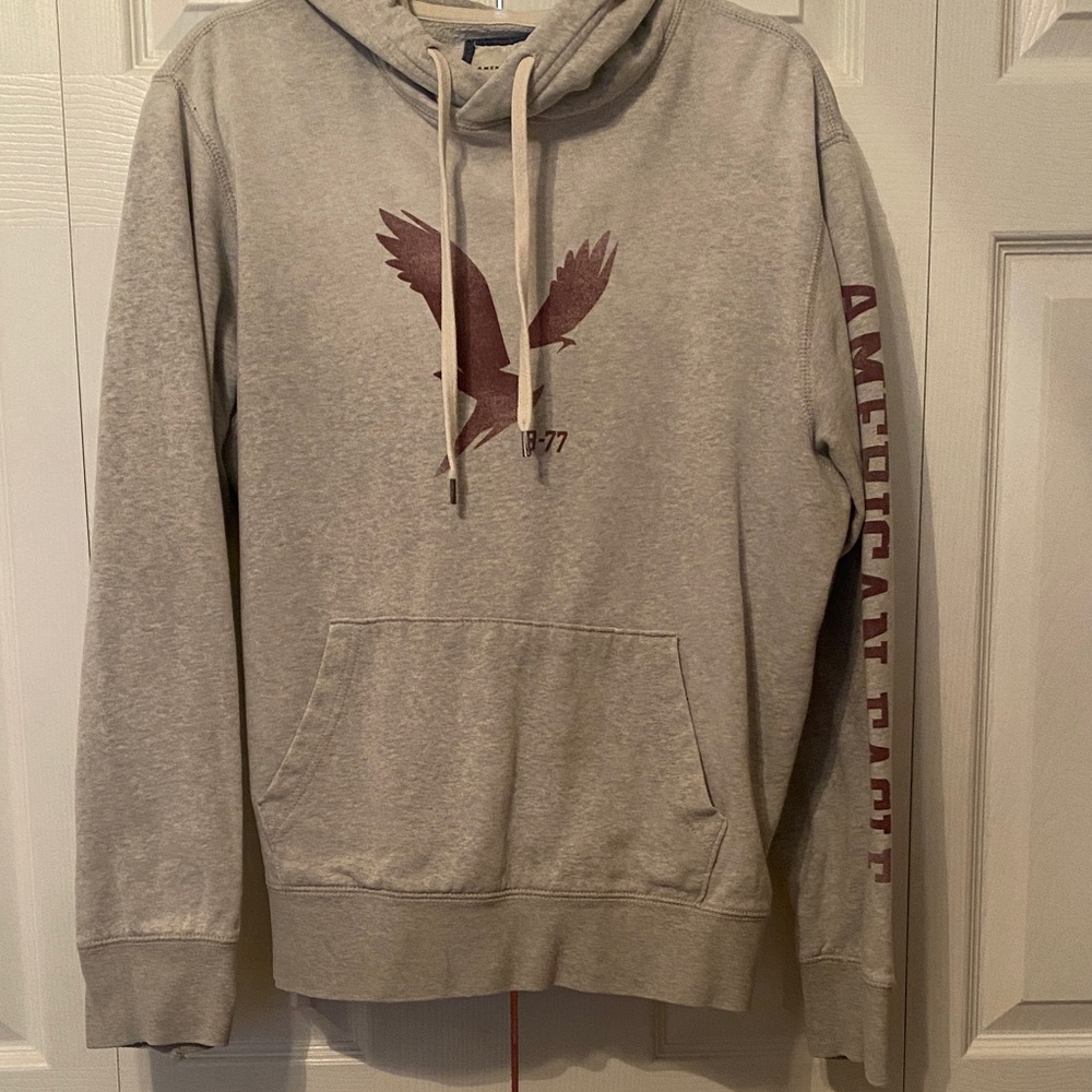 American Eagle Outfitters Tan Hoodie with Eagle Print